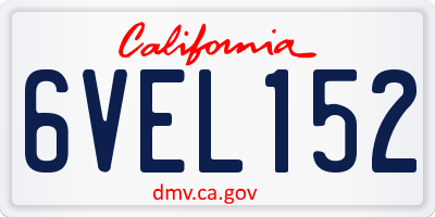 CA license plate 6VEL152