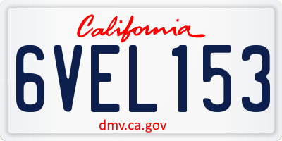 CA license plate 6VEL153