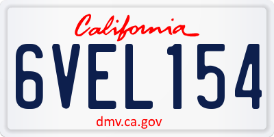 CA license plate 6VEL154