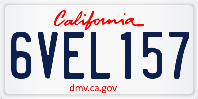 CA license plate 6VEL157