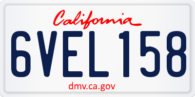 CA license plate 6VEL158