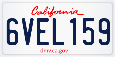 CA license plate 6VEL159