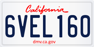 CA license plate 6VEL160