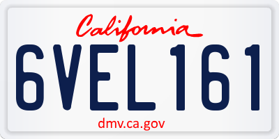 CA license plate 6VEL161