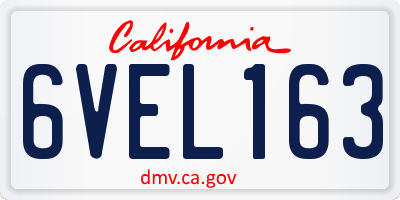 CA license plate 6VEL163