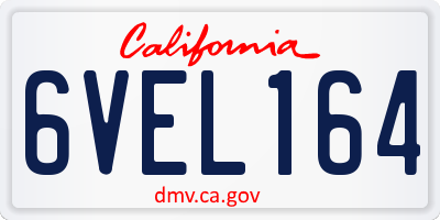 CA license plate 6VEL164