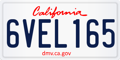 CA license plate 6VEL165