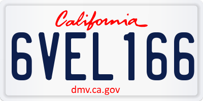 CA license plate 6VEL166