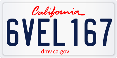 CA license plate 6VEL167