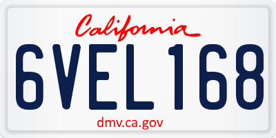CA license plate 6VEL168