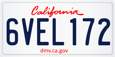 CA license plate 6VEL172