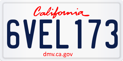 CA license plate 6VEL173