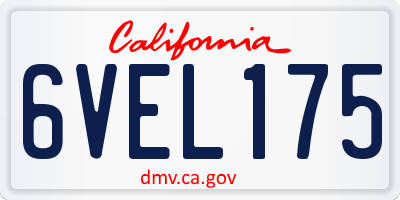 CA license plate 6VEL175
