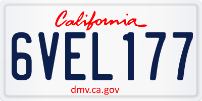 CA license plate 6VEL177