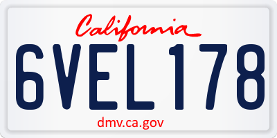 CA license plate 6VEL178