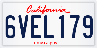 CA license plate 6VEL179