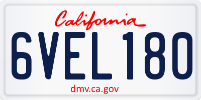 CA license plate 6VEL180