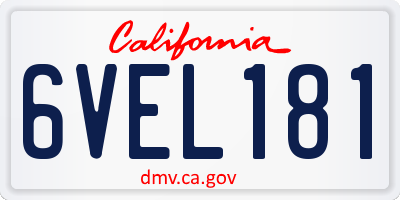 CA license plate 6VEL181