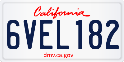 CA license plate 6VEL182