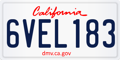CA license plate 6VEL183
