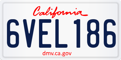 CA license plate 6VEL186