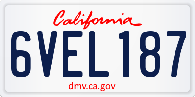 CA license plate 6VEL187