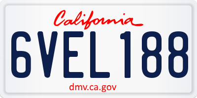 CA license plate 6VEL188
