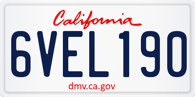 CA license plate 6VEL190