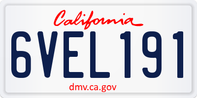 CA license plate 6VEL191