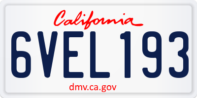 CA license plate 6VEL193