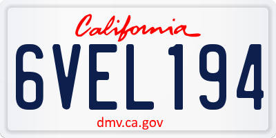 CA license plate 6VEL194