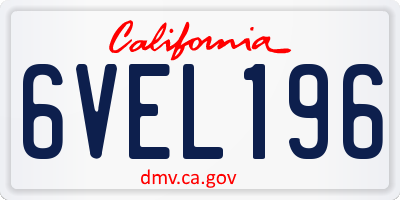 CA license plate 6VEL196