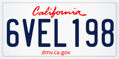 CA license plate 6VEL198