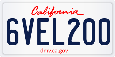 CA license plate 6VEL200