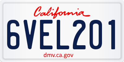 CA license plate 6VEL201