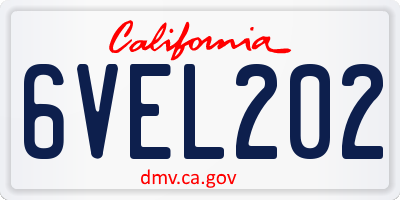 CA license plate 6VEL202