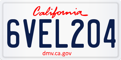 CA license plate 6VEL204