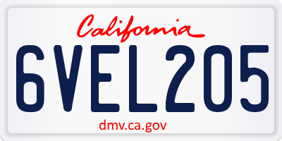 CA license plate 6VEL205
