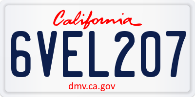 CA license plate 6VEL207