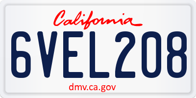 CA license plate 6VEL208