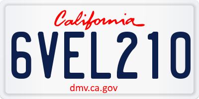CA license plate 6VEL210