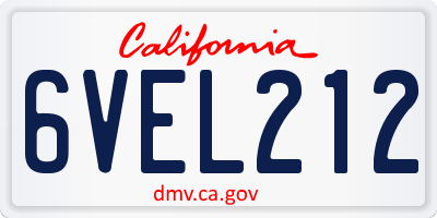 CA license plate 6VEL212