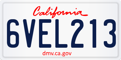CA license plate 6VEL213