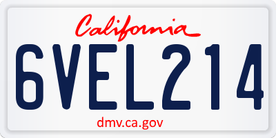 CA license plate 6VEL214