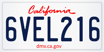CA license plate 6VEL216