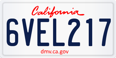 CA license plate 6VEL217