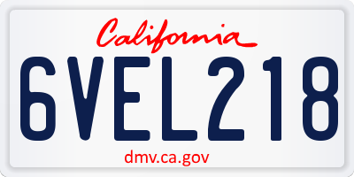 CA license plate 6VEL218