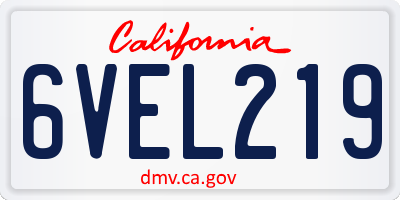 CA license plate 6VEL219