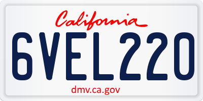 CA license plate 6VEL220