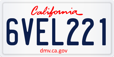 CA license plate 6VEL221
